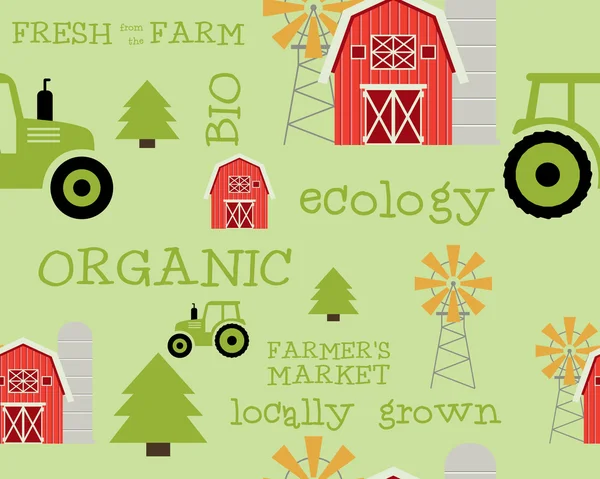 Eco and organic seamless pattern. Farmer s market design. For organic, bio products, shop, web sites, mobile app. Ecology and green theme. Vector. — ストックベクタ