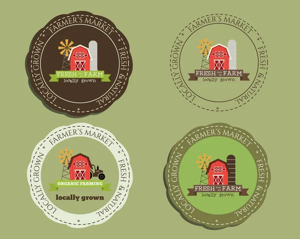 Organic logo templates and badges. For natural shop products, farm and other bio, organic business. Eco design. Vector. — ストックベクタ