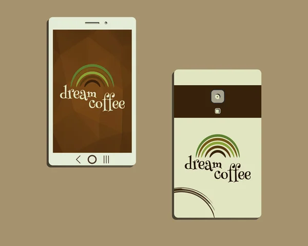 Corporate identity template design For cafe, restaurant and other food business. Corporate branding. With Green coffee logo design. Mobile device, smart phone. Vector — Stock vektor