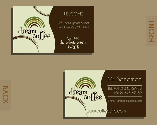 Brand identity elements - visiting card template. For cafe, restaurant and other food business. Coffee stains design. Vector. — Stock vektor