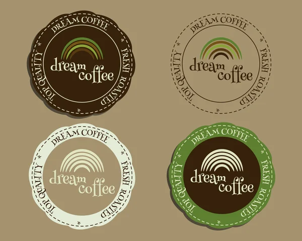 Brand identity elements - logo templates and badges. For cafe, restaurant and other food business. With Green coffee, dream rainbow logo design. Vector. — Stockvector