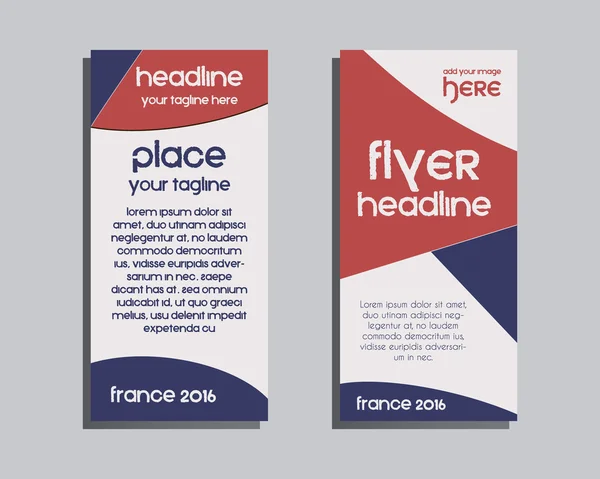 France 2016 Football Brochure Flyer design Layout template. Triangle abstract style. The national colors of France design. Isolated on bright background. Vector — Wektor stockowy