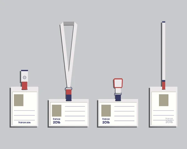Éléments d'identité de la marque - Longe, porte le nom de la balise et les modèles de badge. France 2016 Football. Les couleurs nationales du design en France. Isolé sur fond clair. Vecteur — Image vectorielle