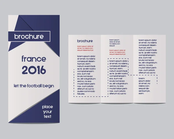 France 2016 Football. Brochure Flyer design Layout template with infographic elements. The national colors of France. Isolated on bright background. Triangle abstract style. Vector — Stock Vector