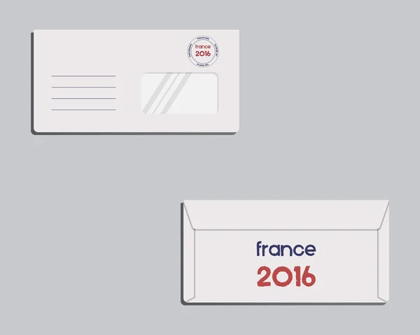 Brand identity template. Envelope. Front and back sides. France 2016 Football. The national colors of France. Isolated on bright background. Vector —  Vetores de Stock