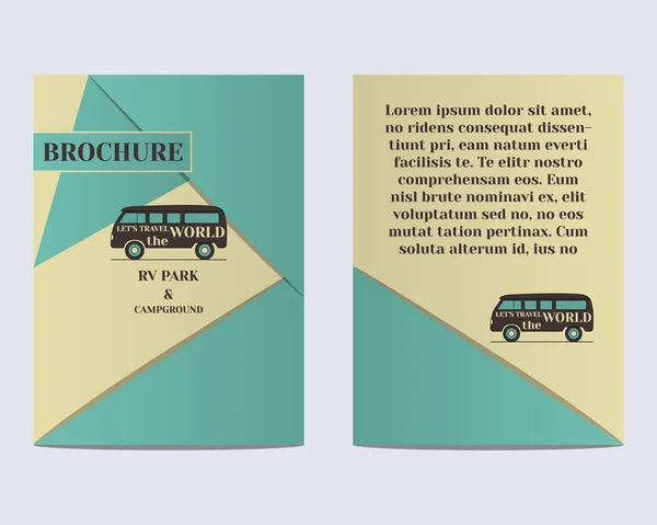 Travel Brochure Flyer design Layout template. Rv park and campground. Retro and Vintage colors design. Isolated on bright background. Vector — Stock Vector