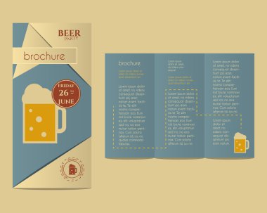 Bira partisi el ilanı davetiye şablonu bardak bira ve Infographic öğeleri. Vintage tasarım kulüp, Bar ya da gece bira partisi için. Retro renk arka plan üzerinde izole. Vektör