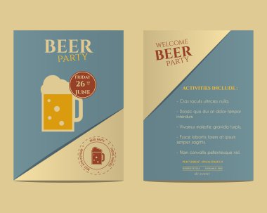 Bira partisi el ilanı davetiye şablonu bardak bira. Vintage tasarım. En iyi kulüp, Bar ya da gece bira partisi için. Retro renk arka plan üzerinde izole. Vektör