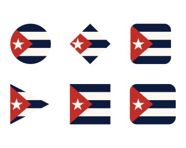 Küba bayrağı ile düğmeleri, simgeler veya logo şablonlar kümesi. Vektör
