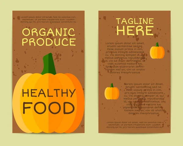 Stylish Farm Fresh flyer, template or brochure design with pumpkin vegetable. Mock up design with shadow. Vintage colors. Best for natural shop, organic fairs, eco markets and local companies. Vector — Stockový vektor