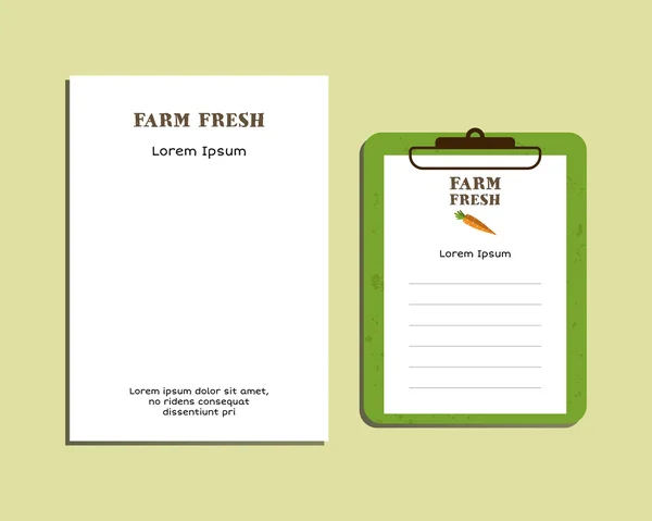 Professional Corporate Identity kit or business kit. A4 and A5 size. With organic farm fresh logo template brand. Best for natural product companies, eco fairs. Letter Head Design. Vector — Archivo Imágenes Vectoriales