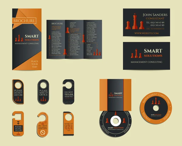 Smart solutions business branding identity set. Flyer, brochure, cd, business card. Best for management consulting company etc. Unique geometric design — Stock Photo, Image