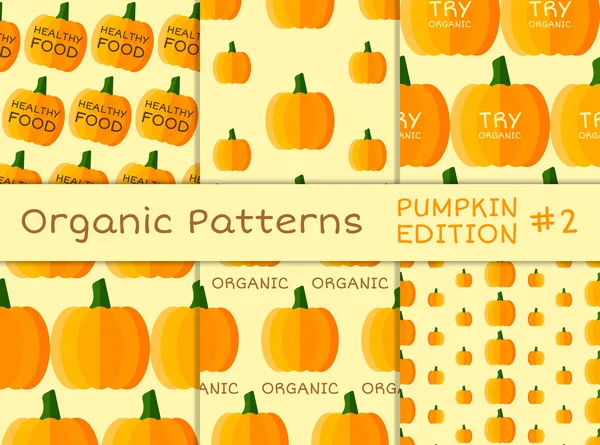 Organic seamless pattern collection. Fresh vegetables from the farmer. Bio and eco theme. Healthy food. Pumpkin. halloween. Vector — ストックベクタ