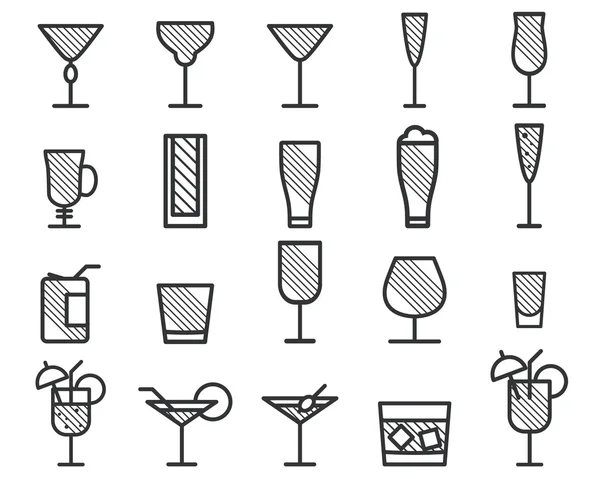 Beverage, drinks vector thin line symbol icon. Beer, Cocktails. Party outline elements isolated on white background. Vector. — Vector de stock