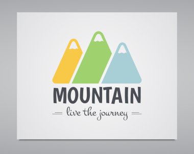 Summer mountain badge and outdoor logo, emblem label. Live the Journey concept, colorful design. Best for travel sites, web, magazines. Easy to change color. Vector