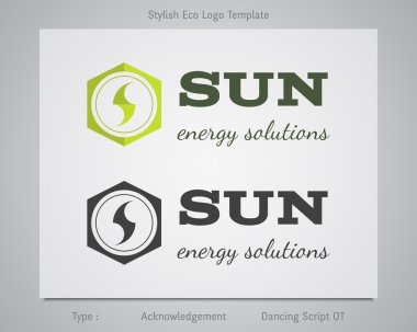 Sun - energy solutions logo template for eco corporation, company, firm or other bio, ecology business. Clean, simple design. Horizontal. Vector