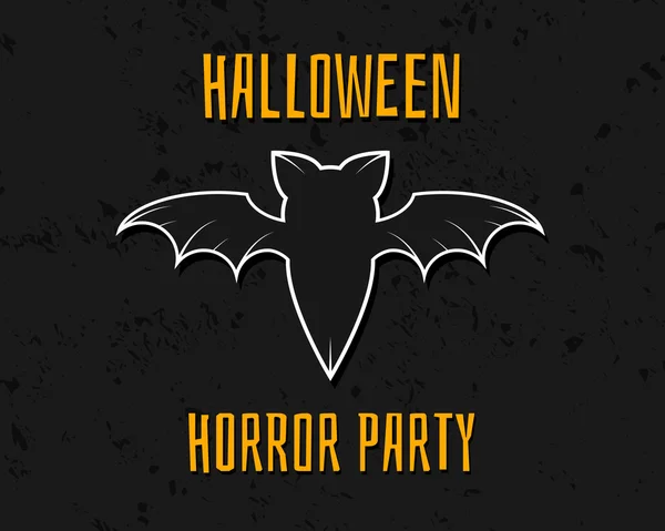 Stylish unique bat. Happy Halloween night card. Background, poster and banner. Flat dark design with textured background for celebration Halloween. Vector — ストックベクタ