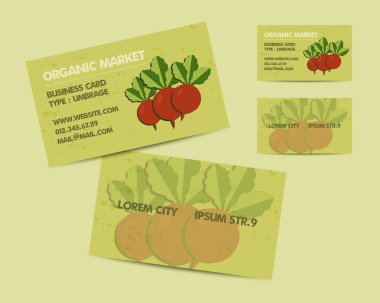 Summer Farm Fresh branding identity elements. Business card template. Organic design. Mock up. Best for natural shop, organic fairs, eco markets and local companies. Vector