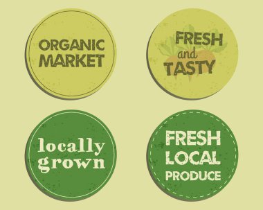 Summer Farm Fresh branding identity elements. Label, badge, emblem templates. Organic, bio design. Mock up. Best for natural shop, organic fairs, eco markets and local companies. Vector