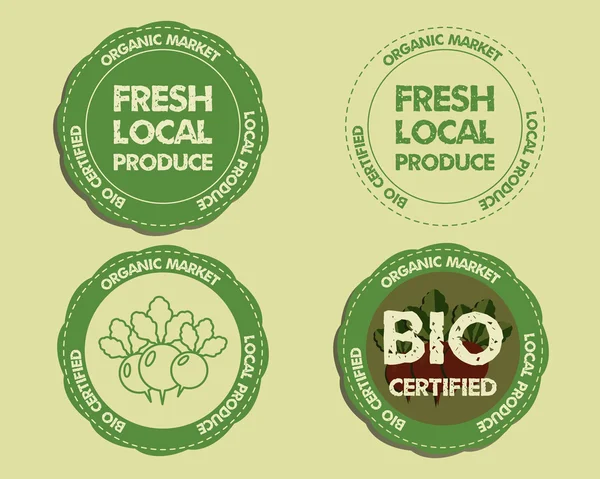 Summer Farm Fresh branding identity elements. Logo, Label, badge, emblem templates. Organic, bio design. Mock up. Best for natural shop, organic fairs, eco markets and local companies. Vector — ストックベクタ