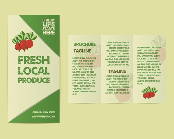 Summer Farm Fresh flyer template or brochure design with radish and text. Mock up design with shadow. Best for natural shop, organic fairs, markets, eco events and local companies. Vector — Archivo Imágenes Vectoriales