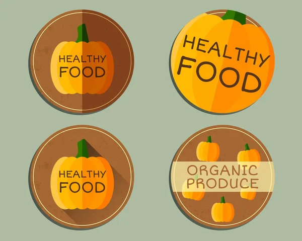 Organic farm corporate identity design with pumpkin. Branding your eco shop, company. Ecology labels, badges. Mock up design. Best for natural shop, fairs, bio markets and local companies. Vector — Vetor de Stock