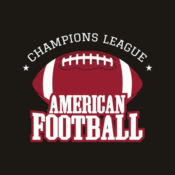 American football champions league badge, logo, label, insignia in retro color style. Graphic vintage design for t-shirt, web. Colorful print isolated on a dark background. Vector — 스톡 벡터