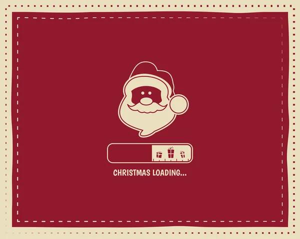 Christmas loading round vintage card design with santa and bar. Nice retro palette. Red color. Can be use for flyer, banner, poster, new year background. Vector illustration. — Διανυσματικό Αρχείο