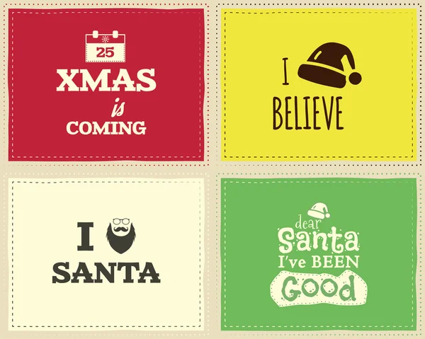 Christmas unique funny sign, quote background design set for kids - xmas is coming. Nice bright palette. Can be use as flyer, banner, poster, background, card. Vector. — Stock vektor