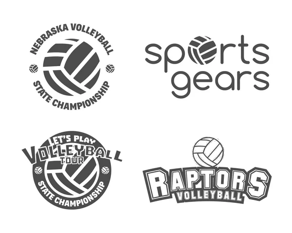 Volleyball labels, badges, logo and icons set. Sports insignias. Best for volley club, league competition, sport shops, sites or magazines. Use it as print on tshirt. Vector