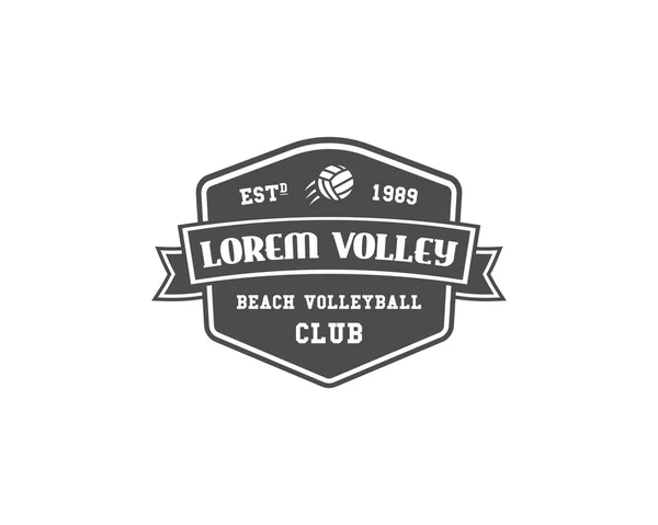Volleyball label, badge, logo and icon. Sports insignia. Best for volley club, sport shops, sites or magazines. Use it as print on tshirt. Monochrome design. Vector — Vettoriale Stock