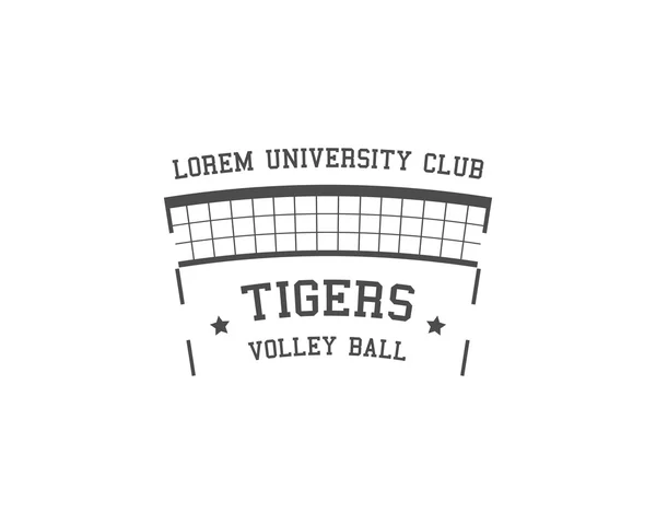 Étiquette de volley-ball de l'Université, insigne, logo et icône. Insignia sports. Meilleur pour le club de volley, compétition de Ligue, magasins de sport, sites ou magazines. Utilisez-la comme impression sur tshirt. Conception monochrome. Vector — Image vectorielle