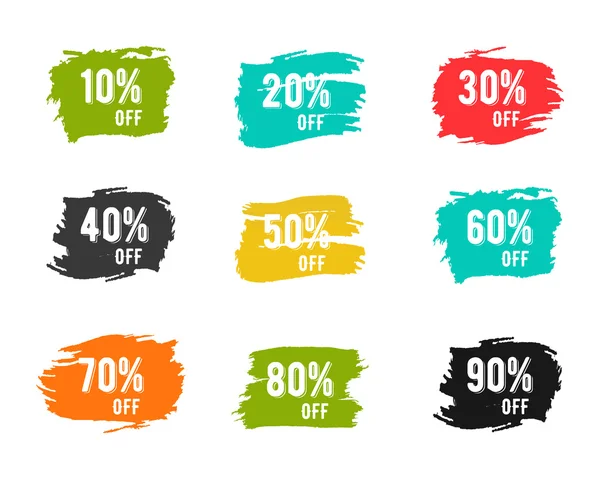 Christmas, new year, black friday, cyber monday or winter autumn sale percents. Vector paint watercolor brush, splash. You can set any discount from the collection of digits. Easy to change color — Stockvector