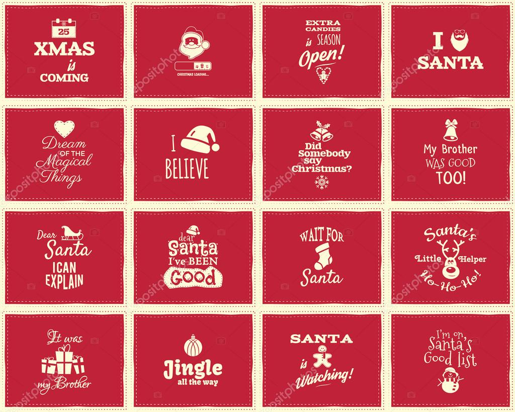 Christmas funny signs, quotes backgrounds designs for kids - loading bar,  love santa, xmas is coming. Nice