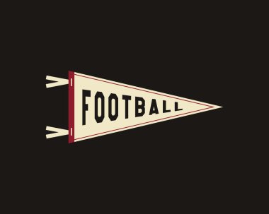 College Football Pennant Banner Icon. Sport flag, training camp emblem. University team label element. Vector sign