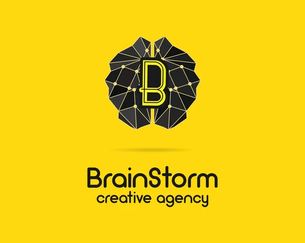 Brainstorm logotype, brain, creation idea logo template and elements. Solve problems, idea creation business company label. Creative agency brand identity. Brain icon concept. Vector — Stockový vektor