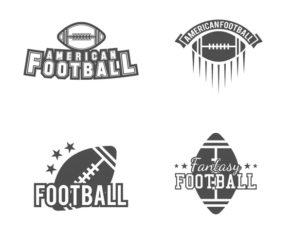 American football team, college badges, logos, labels, insignias set in retro style. Usa sport symbol. Graphic vintage design for t-shirt, web. Monochrome print isolated on a white background. Vector — Stock vektor