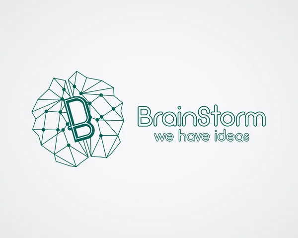 Brainstorm, brain, creation and idea logo template and elements. Solve problems, idea creation business company logotype. Creative agency corporate brand identity. Brain icon. Line design. Vector — Stock Vector