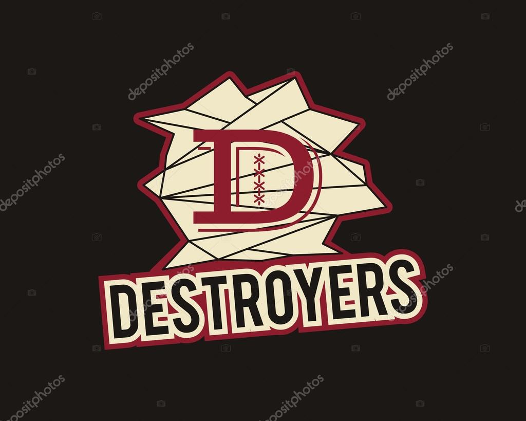 American football label. Destroyers logo element innovative and creative inspiration for sport team, university championship etc. Usa sports emblem. Vector.