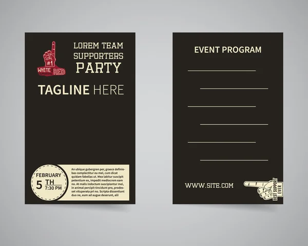 American football back and front supporters party flyer template design. Usa Sport brand identity letterhead. Event Poster and banner with typography and text. Vector — Wektor stockowy