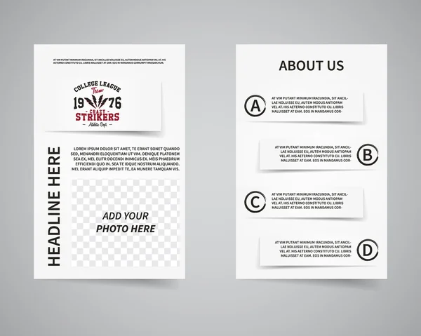 American football college team back and front flyer template design. Usa Sport brand identity letterhead. Event Poster and banner with typography and text. Vector – stockvektor