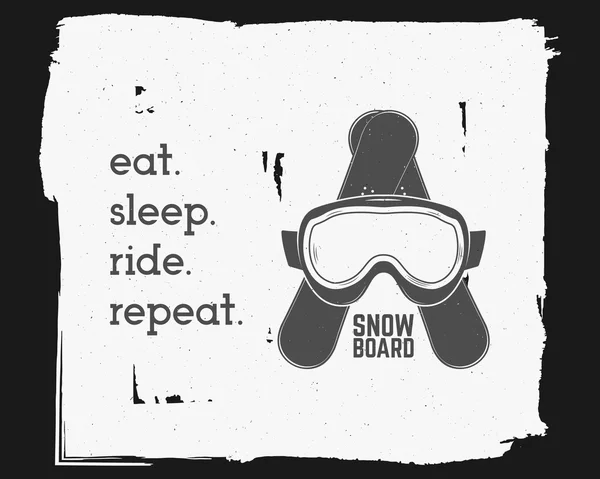 Snowboarding extreme sticker. Motivation quote background template. Winter snowboard sport brochure, flyer, banner. Snowboarder Emblem and icon. Mountain Adventure Vector vintage monochrome design. — Archivo Imágenes Vectoriales