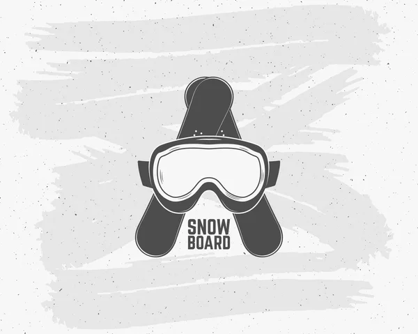 Snowboarding extreme logo, label templates. Winter snowboard sport equipment. Goggles, board Emblem and icon. Mountain Adventure insignia, symbol, element Vector vintage monochrome style. — Stock vektor