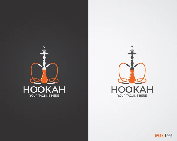 Hookah relax labels, badges and design elements collection in 2 color variations. Vintage shisha logo. Lounge cafe emblem.  Arabian bar or house, shop. Isolated vector illustration. — 스톡 벡터