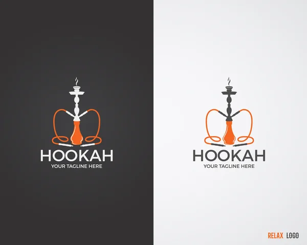 Hookah relax labels, badges and design elements collection in 2 color variations. Vintage shisha logo. Lounge cafe emblem.  Arabian bar or house, shop. Isolated vector illustration.