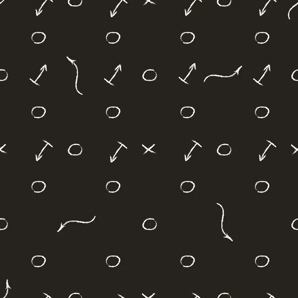 American football pattern. Usa sports seamless background. Sport wallpaper with cup in color design. Vector soccer equipment graphic. With tactic elements. Sketch, chalk, hand drawn style. — Stockvector