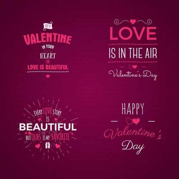 Vector photo overlays, hand drawn lettering collection, inspirational quote. Valentine day labels set. Love is in the air, my sweet love and more on pink background. Best for gift card, brochure — Vetor de Stock