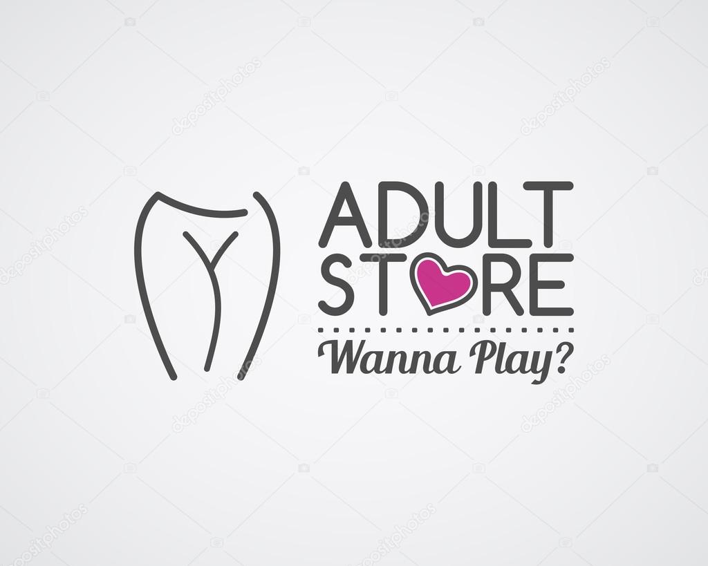 Adult store logo design. Cute Sex shop badge template. Sexy label. Vector xxx elements. Sexuality shop symbol, icon - woman. Use for brochures, facades, window signage, insignias, advertisement.