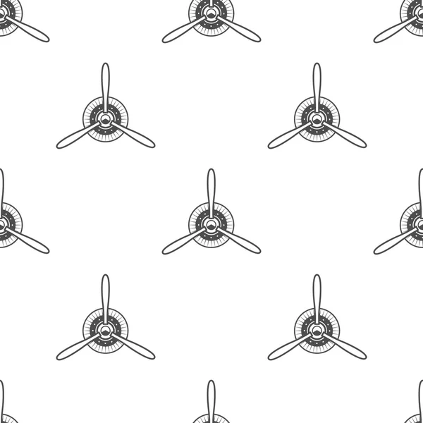 Vintage airplane pattern. Biplane propellers seamless background. Retro Aircraft wallpaper and design elements. Aviation style. Fly propeller, old icon, isolated. Vector — Stockvector