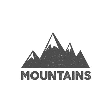 Hand drawn mountain badge. Wilderness old style typography label. Letterpress Print Rubber Stamp Effect. Retro mountain logo design. vector Inspirational vintage hipster brand design.